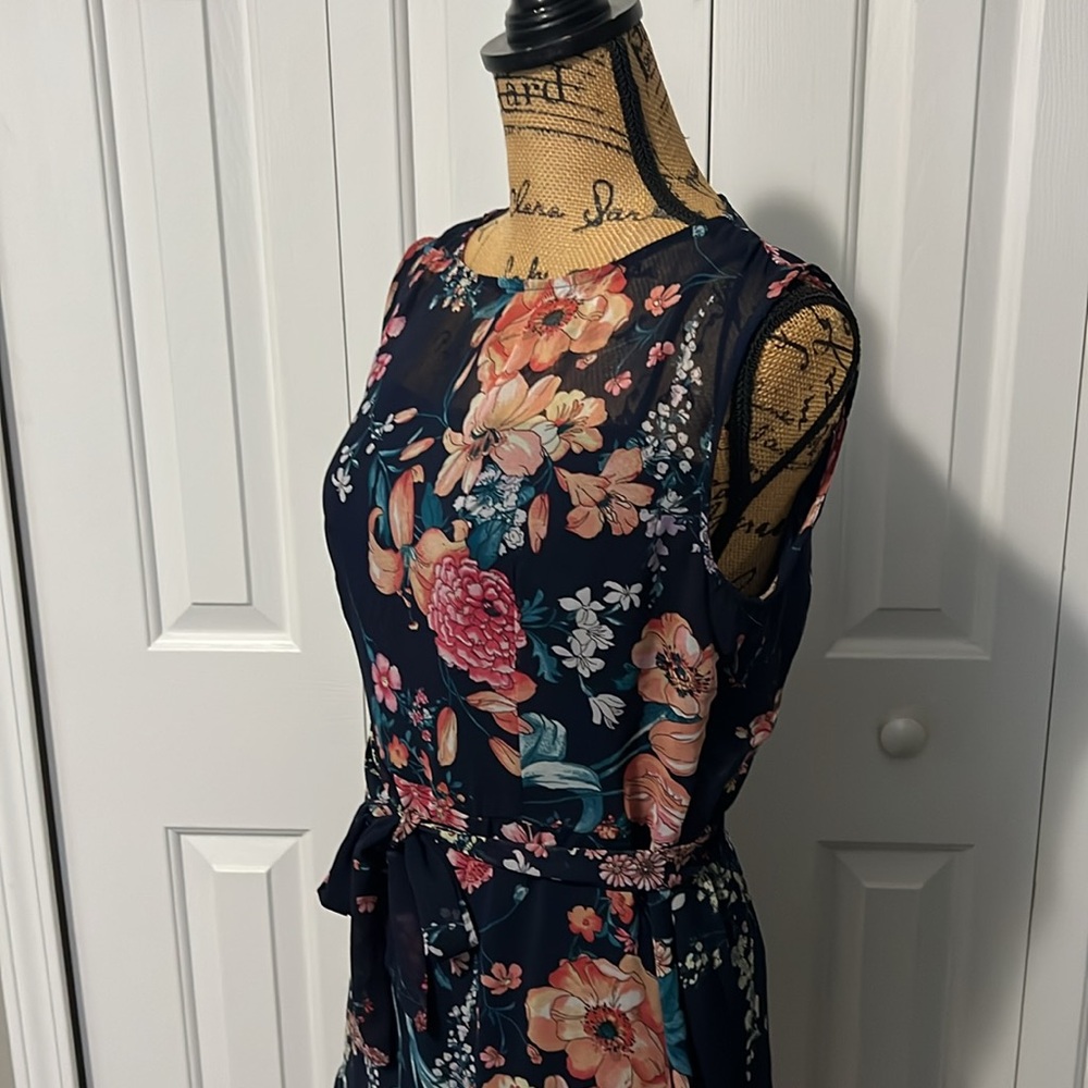 Roz & Ali Navy Floral Fit & Flare Dress - Picture 4 of 12
